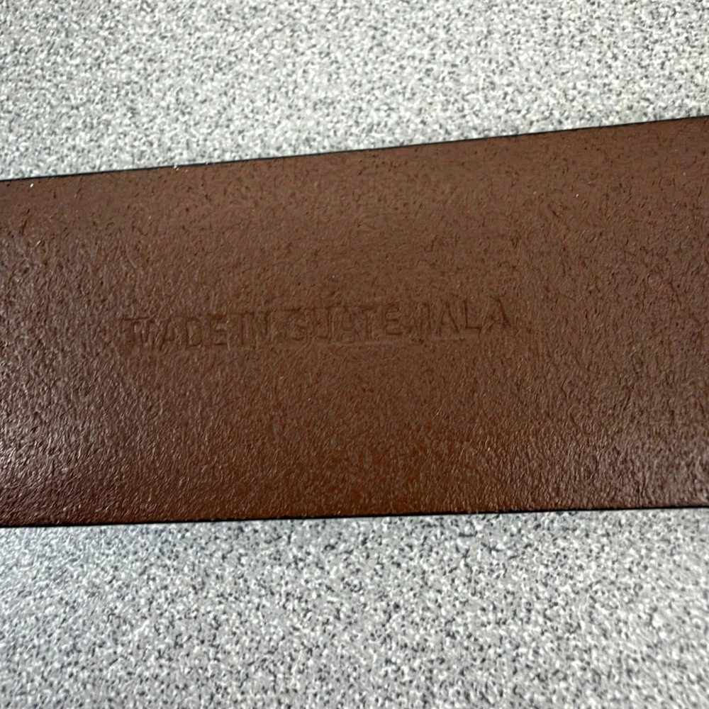 Polo Ralph Lauren Belt Mens 34 Brown Leather Silver Tone Buckle Dress Casual